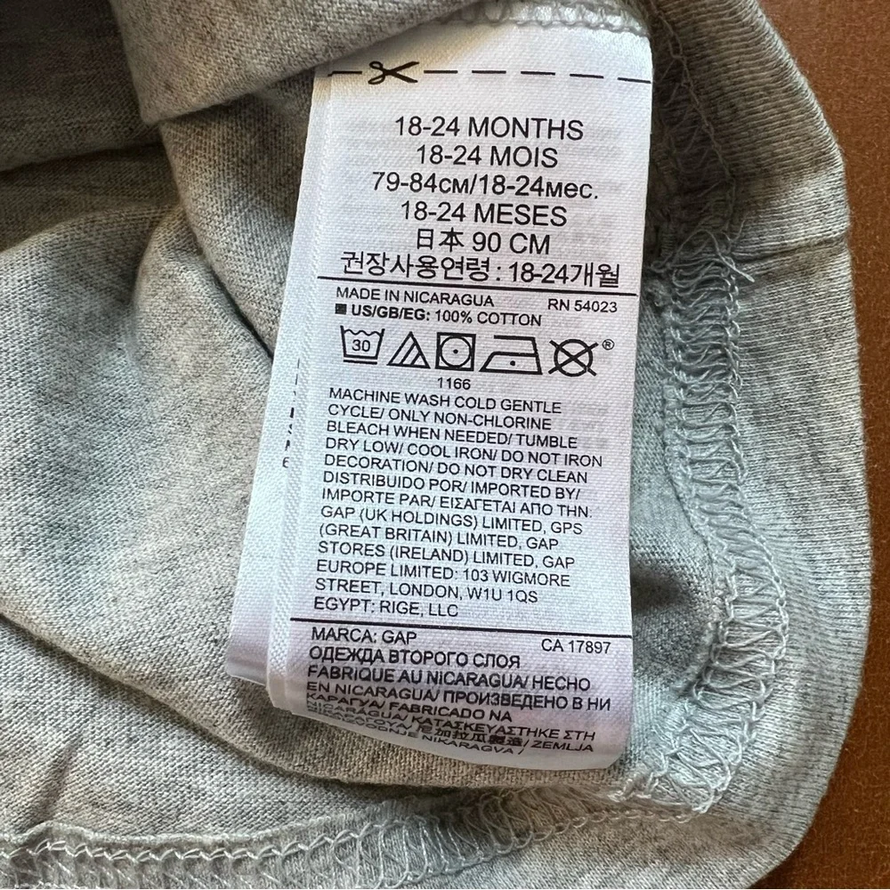 GAP Baby Gray Dinosaur UFO Cotton Tee, 18-24mo - NEW
